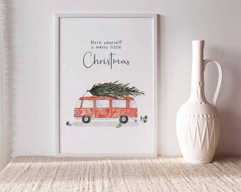 Christmas art print "Christmas Camper"