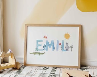 Personalized name poster in pastel colors