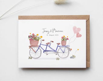 Tarjeta de boda personalizada "Tándem de boda"