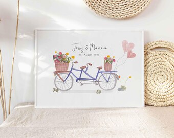 Cash gift wedding picture "Wedding tandem" | Personalized wedding gift