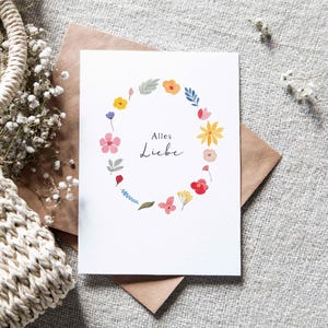 Grußkarte "Kranz aus Frühlingsblumen"