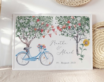 Personalized wedding picture "Garden and Bicycle"