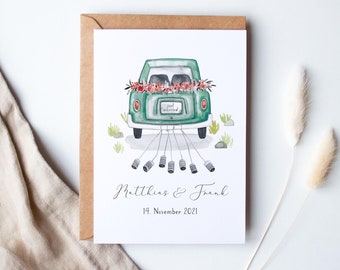 Personalized Wedding Card "Wedding Car"