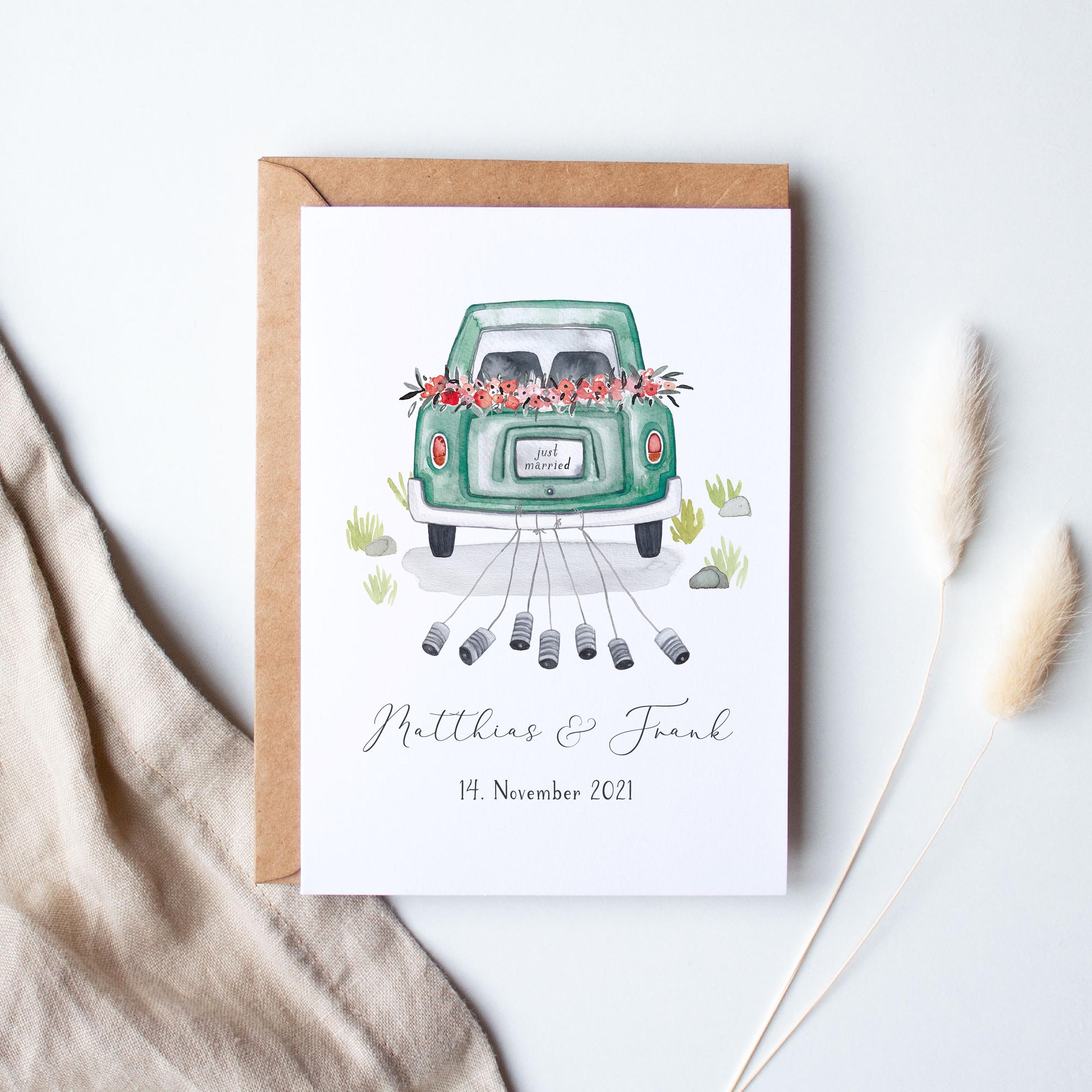 Personalisierte Hochzeitskarte Hochzeitsauto Etsy.de