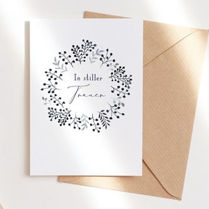 Carte de condoléances "Couronne délicate en deuil silencieux"