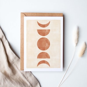Carte de voeux "Phases de lune terre cuite"