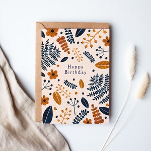 Geburtstagskarte "Happy Birthday herbstliche Blätter"
