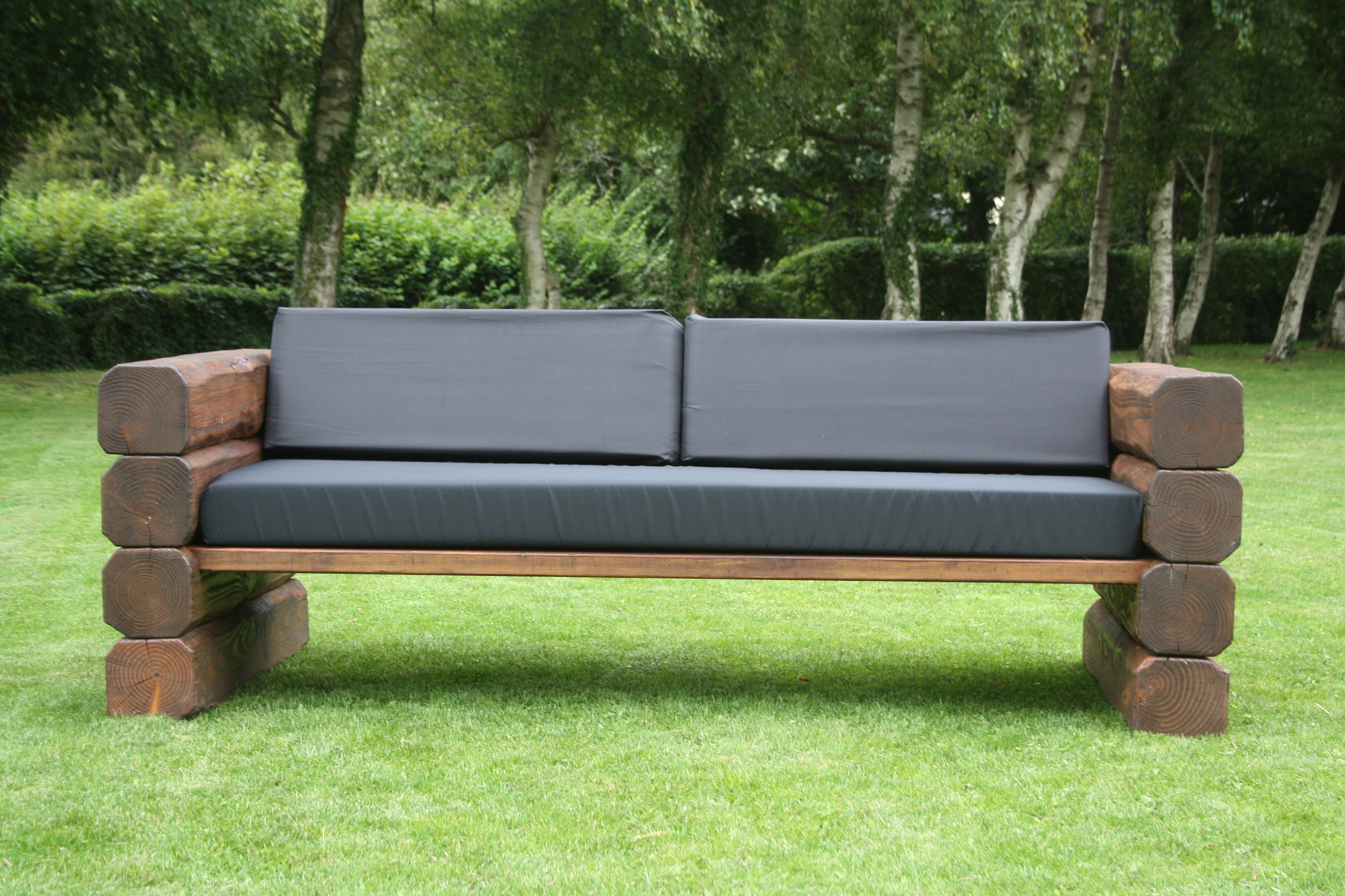 Contemporary Wooden Outdoor Garden 34 Seater Sofa Walnut Etsy