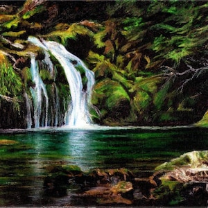 Waterfall Art Print-Water Landscape Art Print-Landscape Wall Art-Water Landscape Art