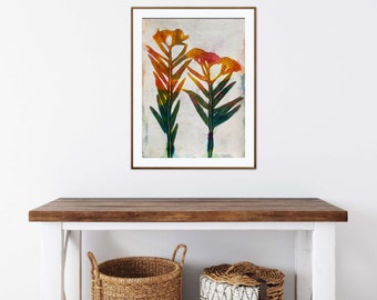 Botanical Monotypes-Original Botanical monotype-Botanical art prints-Real plants monotype- Wildflowers art prints-Original wildflowers art