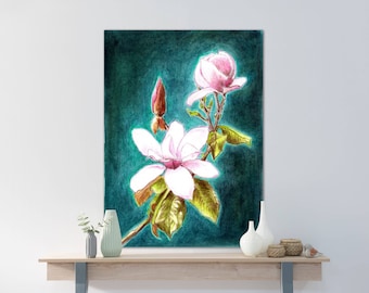 Floral Art Print-Botanical Art Print-Floral Painting-Magnolia Art Print