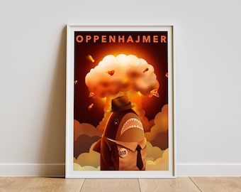 Oppenhajmer Blahaj Poster | Funny Blue Shark Parody Movie Unique Wall Art