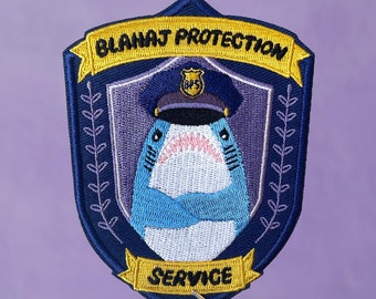 Blahaj Schutzdienst Gestickter Aufnäher | Niedliche Blauhai Hai Applikation