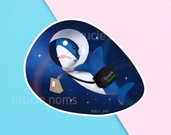 Blahaj Blue Shark Space Delivery Sticker | Funny Kawaii Dasher Laptop Decal