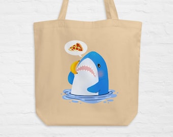 Blahaj Shark 'Call for Pizza, Banana Phone' Eco Tote Bag | Eco-friendly Organic Cotton Everyday Groceries Bag