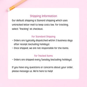 Shipping info slide
Listing image showing shipping and handling information for Brucie Noms art print orders