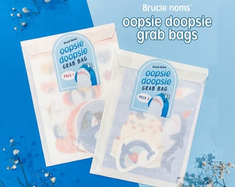 Oopsie doopsie blahaj cute shark stationary grab bag | discounted oops mistake misaligned misprinted b-grade sticker sheets greeting card