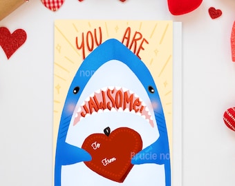 Valentine Blahaj cute shark: You are Jawsome Greeting Card | funny heartwarming lovely kawaii aquatic fish card gift for kids children