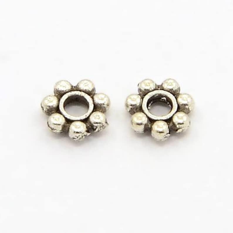 10 g about 100 PCs Tibetan Style Alloy Flower Daisy Spacer Beads 4 x 1.5 mm Antique Silver