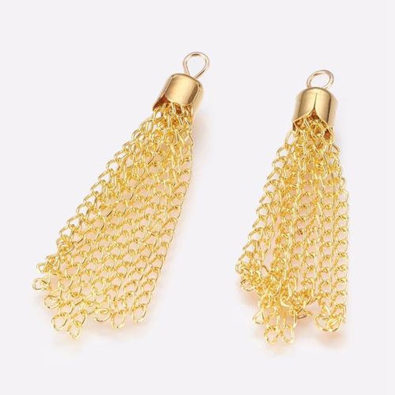 1 PC Chain Tassels Pendants 52 x 6.5 mm Golden