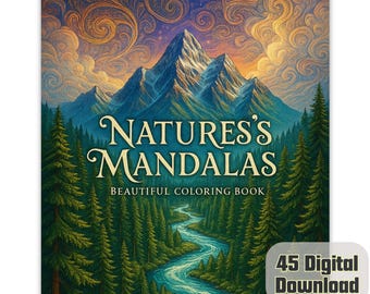 Nature Mandalas Coloring Pages | 45 Printable Zentangle Designs (Digital Download)