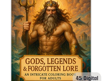 Mythical Gods and Legends Coloring Book, 45 Fantasy Scenes (Digital Download PDF)