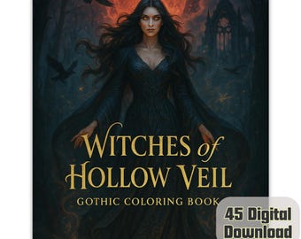 Gothic Witches Coloring Book | Dark Fantasy Art, Sorcery (Digital Download)
