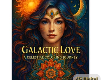 Celestial Coloring Pages for Adults | Galactic Love Mandalas (Digital Download)