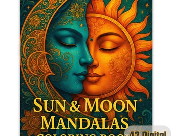 Sun & Moon Mandala Coloring Book | Zentangle Designs (42 Digital Downloads)