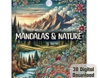 Nature Mandala Coloring Book | 32 Printable Relaxation Pages (Digital Download)