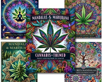 Mandalas & Marijuana Coloring BUNDLE | 150 Cannabis Themed Pages to Relax and Unwind (DIGITAL DOWNLOAD)