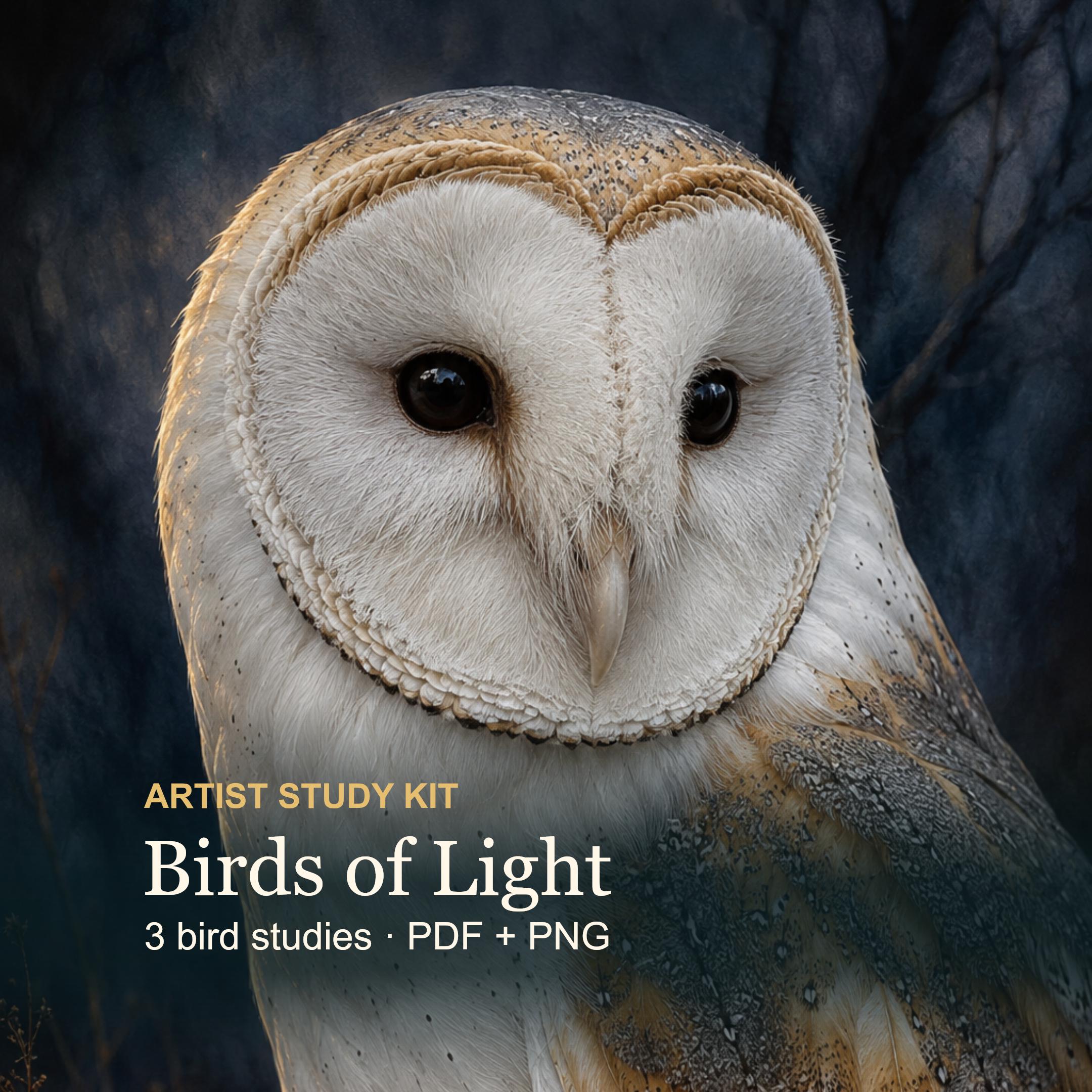 Bird Drawing Study Kit, 21-Page Owl, Raven and Hummingbird Workbook, Printable PDF