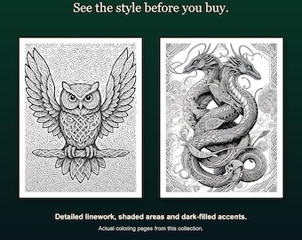 Celtic Mandalas Coloring Pages, 50 Intricate Knotwork & Animal Designs, Printable PDF