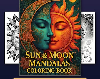 Sun & Moon Mandala Coloring Book, 42 Intricate Celestial and Ornamental Pages, Printable PDF
