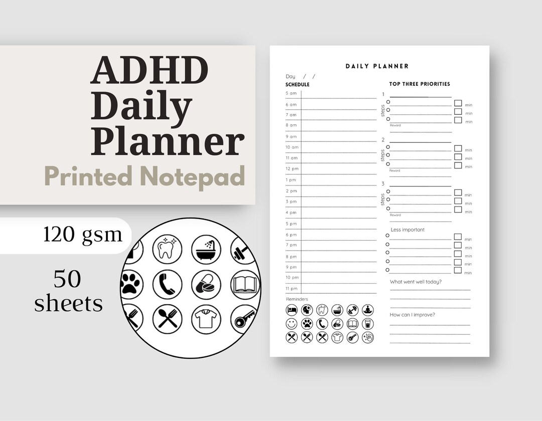 ADHD Planner Glued Notepad ADHD to Do List Desk Notepad Etsy UK