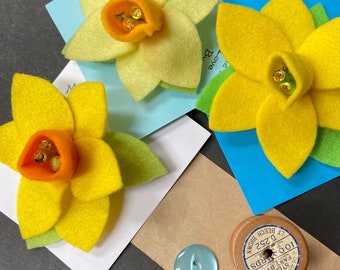 Daffodil Felt Brooches