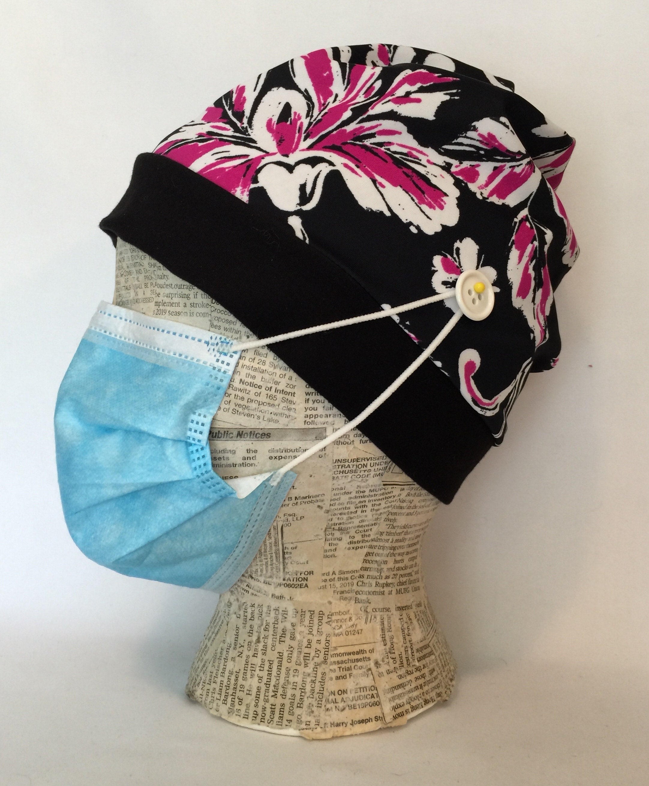 Scrub Cap With Buttons for Nursestretch Comfort Fitfull Head Etsy