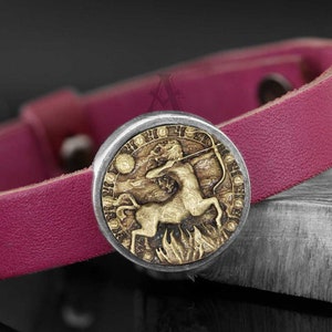 Handmade Leather 925k Sterling Silver Zodiac Sagittarius Bracelet- Astrology Jewelry- Gift for Astrologers-Astrology Gift-Astronomy Gift