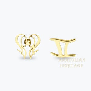 Handmade 14K Gold Cancer Earrings – Minimalist Zodiac Jewelry, Astrology Earrings for Women, Dainty Gold Earrings Gift