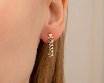 14k Gold Ancient Greek Dangle Earrings, Handmade