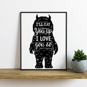 Zjem cię | Dzikie potwory | Tak cię kocham | Baby SVG | Dekoracje do pokoju dziecięcego | Baby Shower | Książka dla dziecka | Słodkie powiedzenie | Uroczy prezent dla dziecka