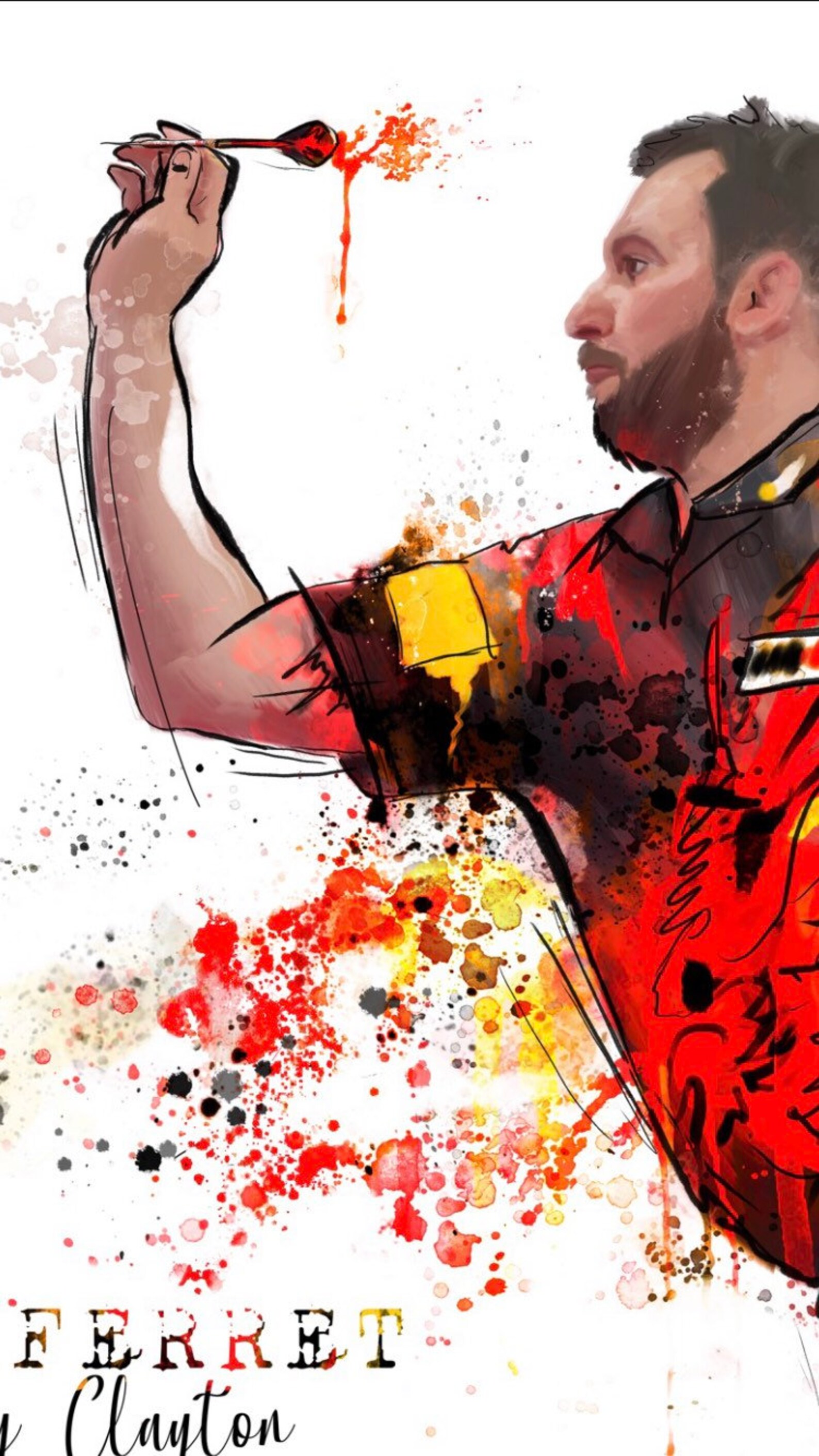Jonny clayton dart player sports art mancave gamesroom Etsy
