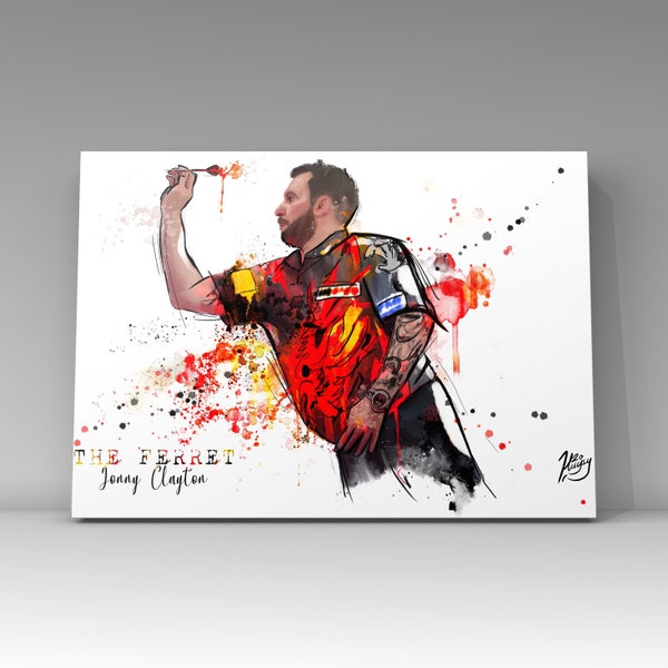 Jonny clayton | dart player | sports art | mancave, gamesroom essential gifts. Darts | pdc | wales home prints.