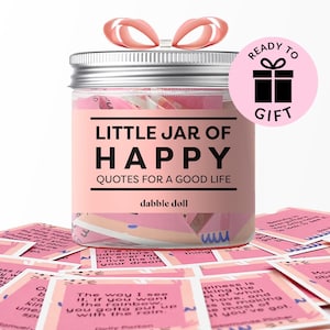 Barattolo della felicità / Citazioni per una vita felice / Regali piccoli, unici, motivanti e stimolanti / Carta da regalo con fiocco