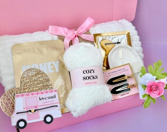 Spa Gift Box: Self Care Pamper Package for Her, Cozy Care Package, Birthday Spa Gift Basket