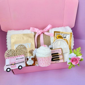Valentine gift box galentine gift set for women gift box for her care package for daughter wife anniversary girlfriend pink cute gift box gift basket hamper hugs gift sympathy thinking of you gift hygge gift box