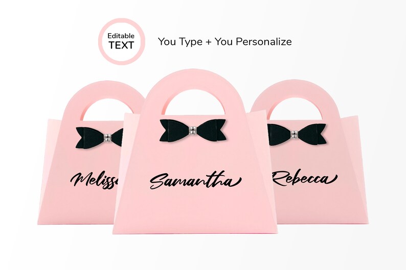 PRINTABLE Name Gift Bag, Personalized Custom Party Favors, Baby Shower, Wedding, Kids, Purse Bag ...