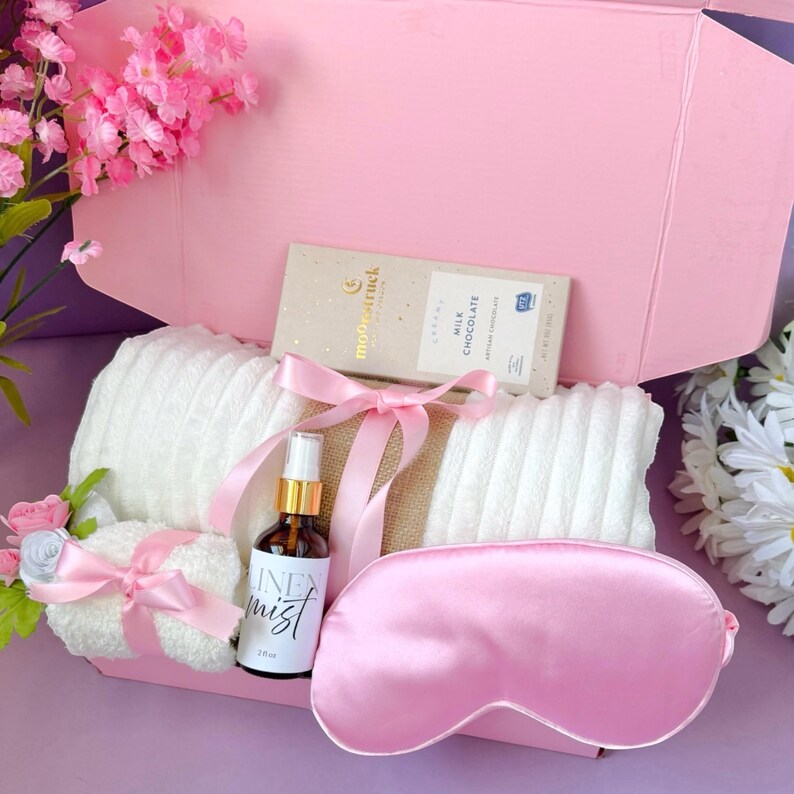 Valentine gift box galentine gift set for women gift box for her care package for daughter wife anniversary girlfriend pink cute gift box gift basket hamper hugs gift sympathy thinking of you gift hygge gift box