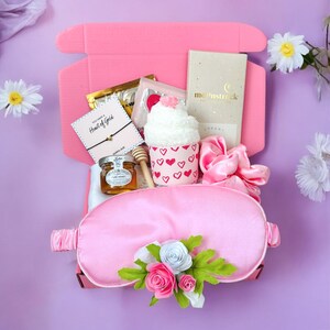 Valentine gift box galentine gift set for women gift box for her care package for daughter wife anniversary girlfriend pink cute gift box gift basket hamper hugs gift sympathy thinking of you gift hygge gift box