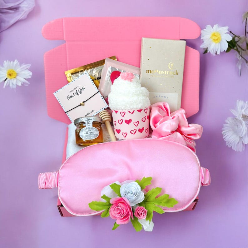 Valentine gift box galentine gift set for women gift box for her care package for daughter wife anniversary girlfriend pink cute gift box gift basket hamper hugs gift sympathy thinking of you gift hygge gift box